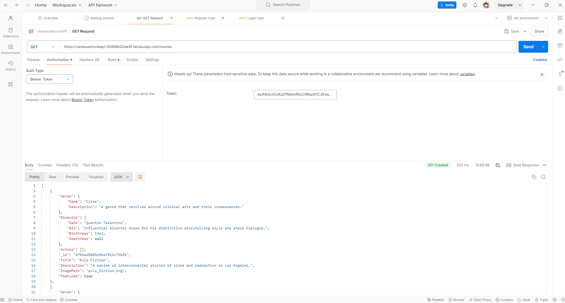 Screenshot of Postman Test